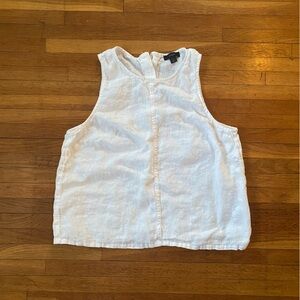 J. Crew White Linen Tank with Button Details